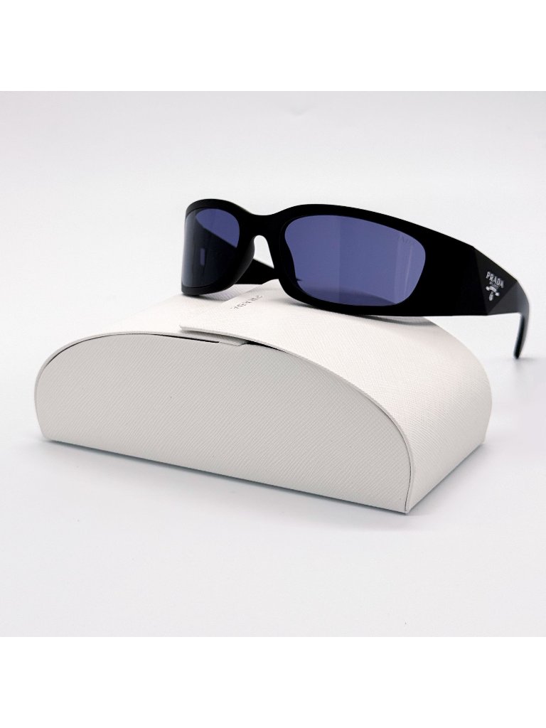 New Prada Sunglasses Pra19s 1bo40g Black/Blue Unisex Eyewear Pr A19s, Spr A19s